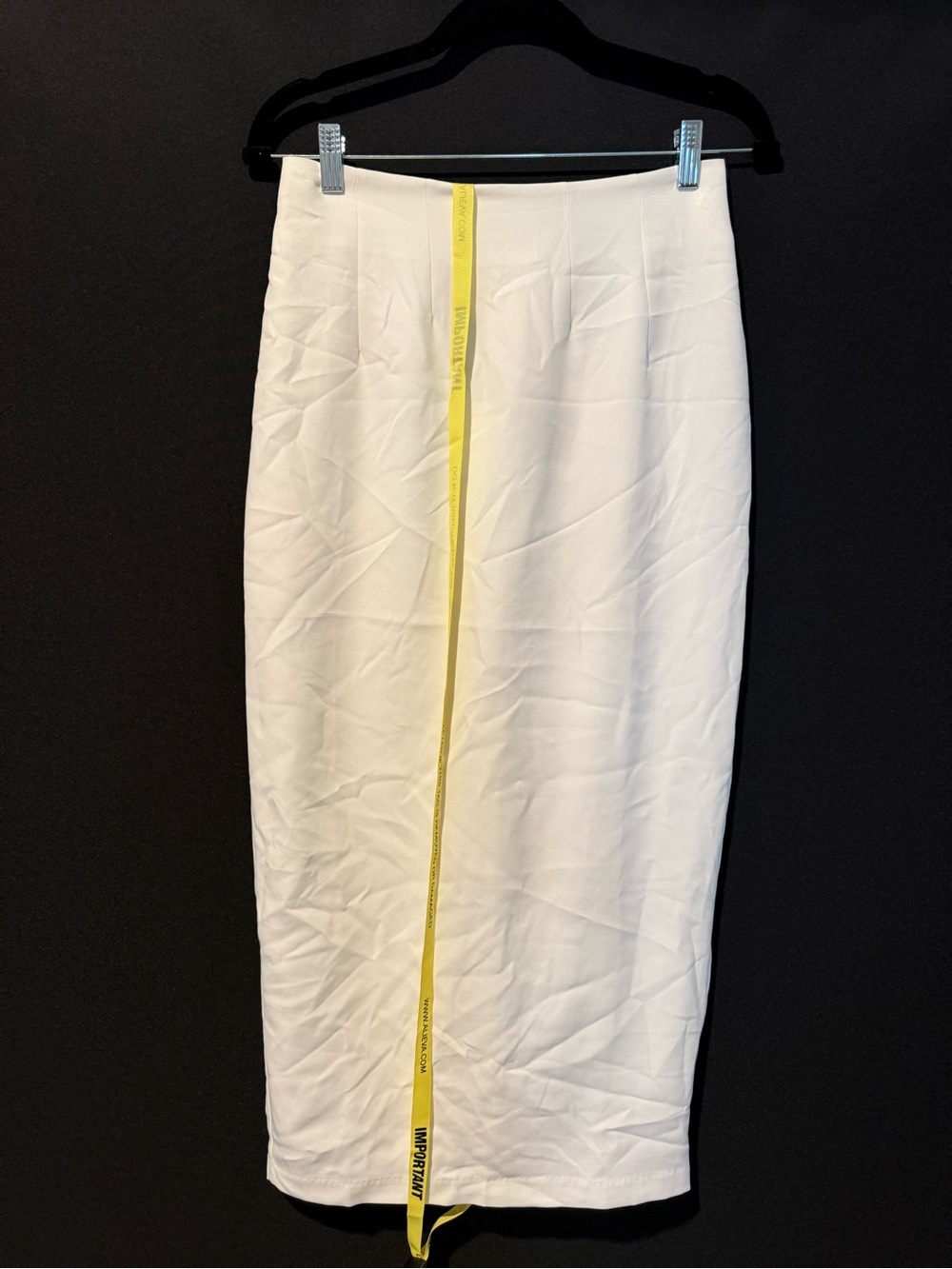 White Pencil Skirt with Yellow Trim